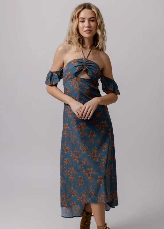 Chillie Dress in Blue Chambray Print made by Joyfolie