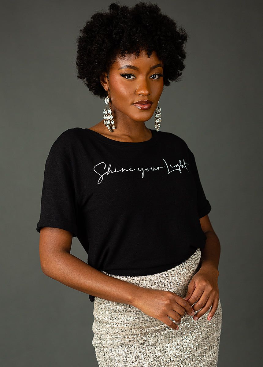 Women's Light Tee in Black sold by Joyfolie