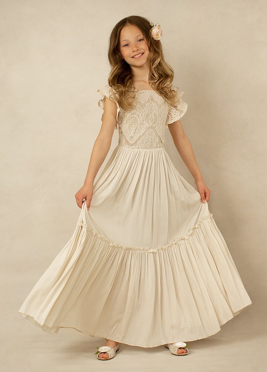 Macy Flower Girl Dress in Cream sold by Joyfolie