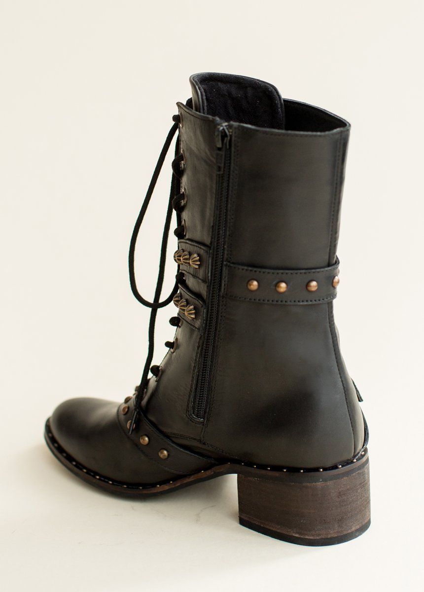 Rowan Leather Combat Boot in Distressed Black sold by Joyfolie product image thumbnail 4