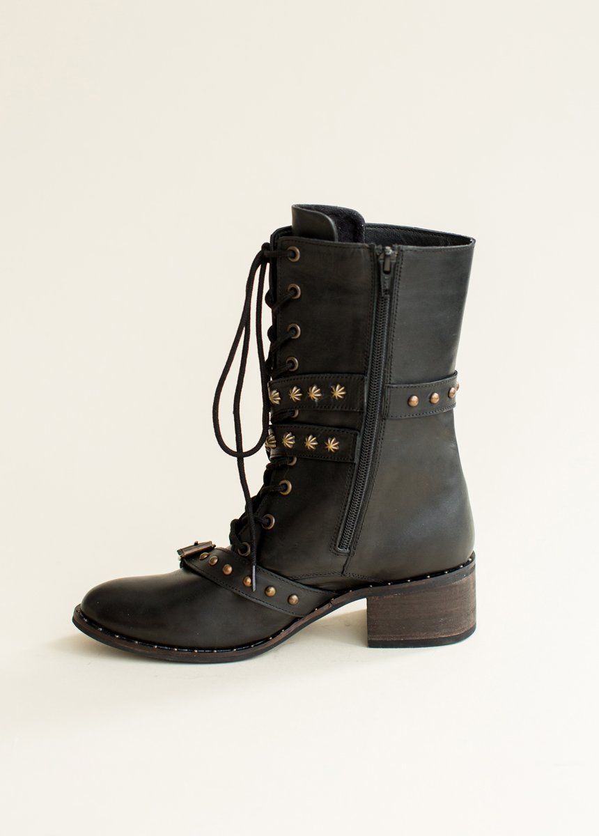 Rowan Leather Combat Boot in Distressed Black sold by Joyfolie product image thumbnail 3