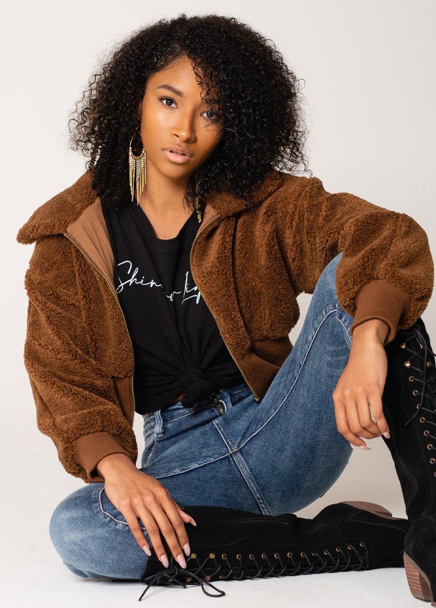 Luxe Jacket in Brown sold by Joyfolie