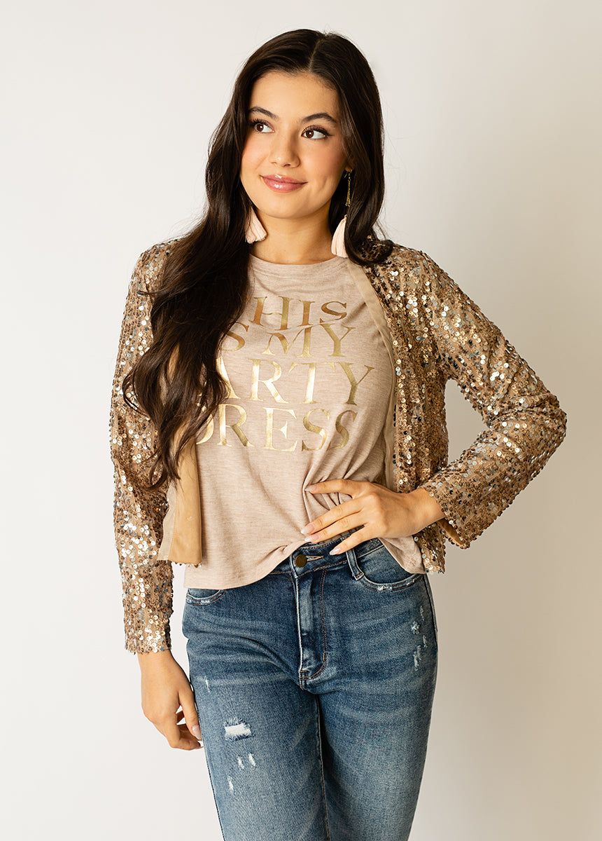 Women's Party Dress Tee in Heather Oat sold by Joyfolie product image thumbnail 3