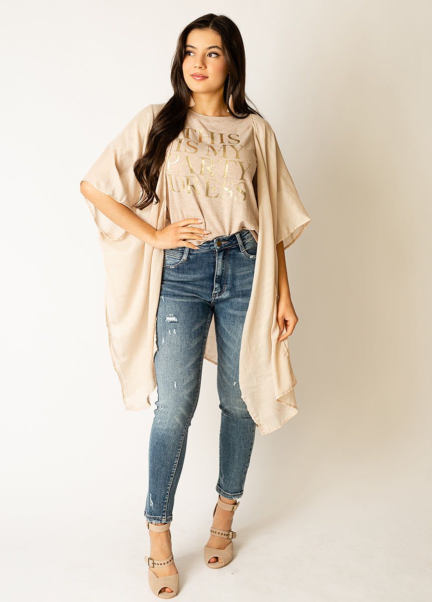 Women's Party Dress Tee in Heather Oat sold by Joyfolie product image thumbnail 5