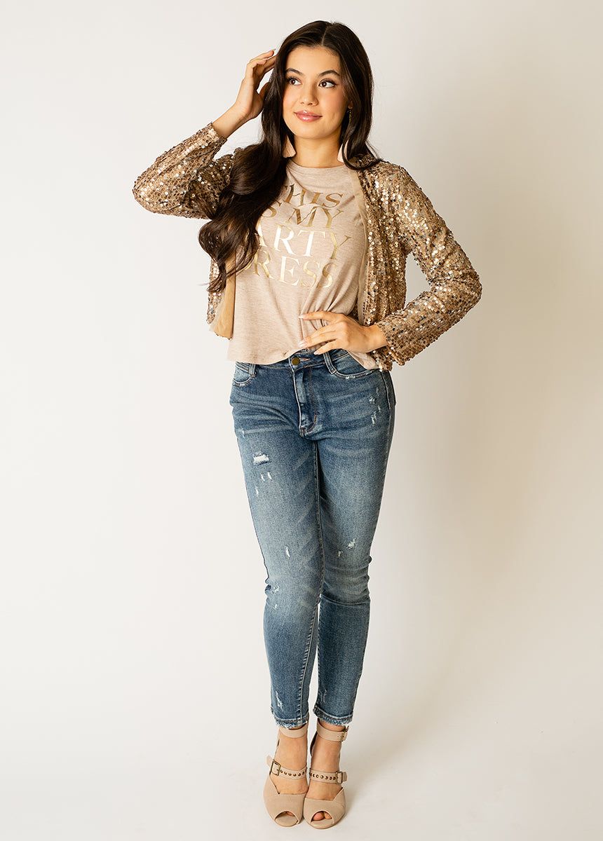 Women's Party Dress Tee in Heather Oat sold by Joyfolie product image thumbnail 2