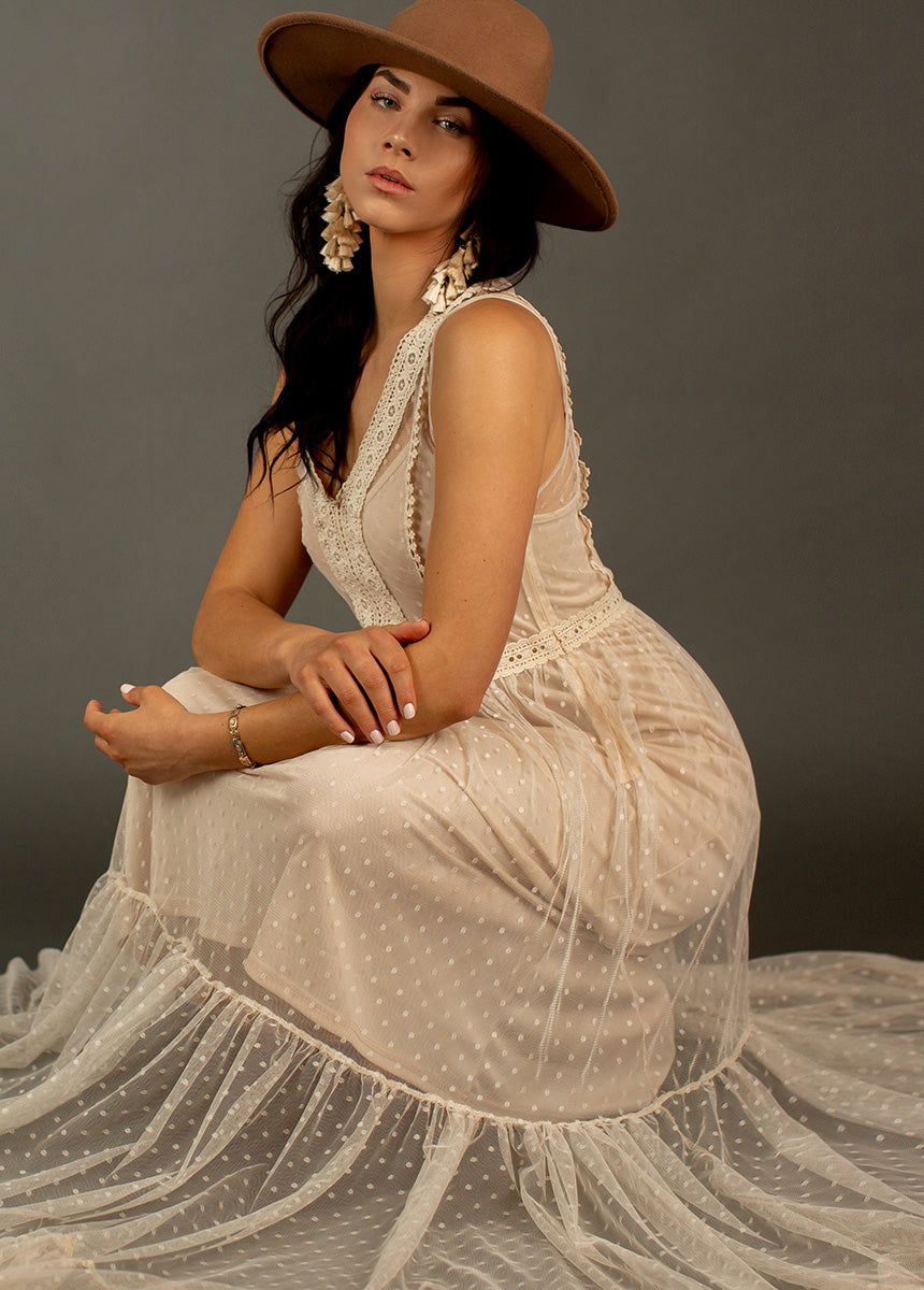 Briella Dress in Ecru sold by Joyfolie product image thumbnail 5