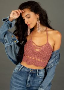Kindred Crochet Top in Cedarwood sold by Joyfolie