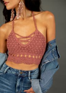 Kindred Crochet Top in Cedarwood sold by Joyfolie