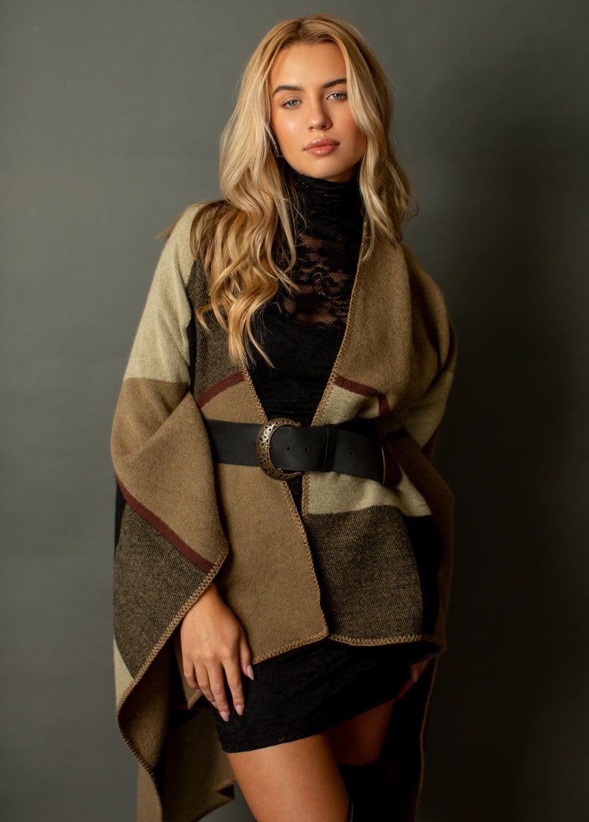 Navina Poncho in Neutral Multi sold by Joyfolie product image thumbnail 3