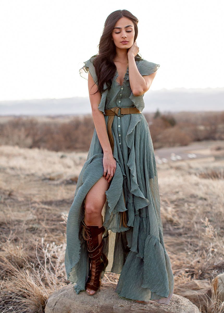 Cass Dress in Island Sage sold by Joyfolie product image thumbnail 2