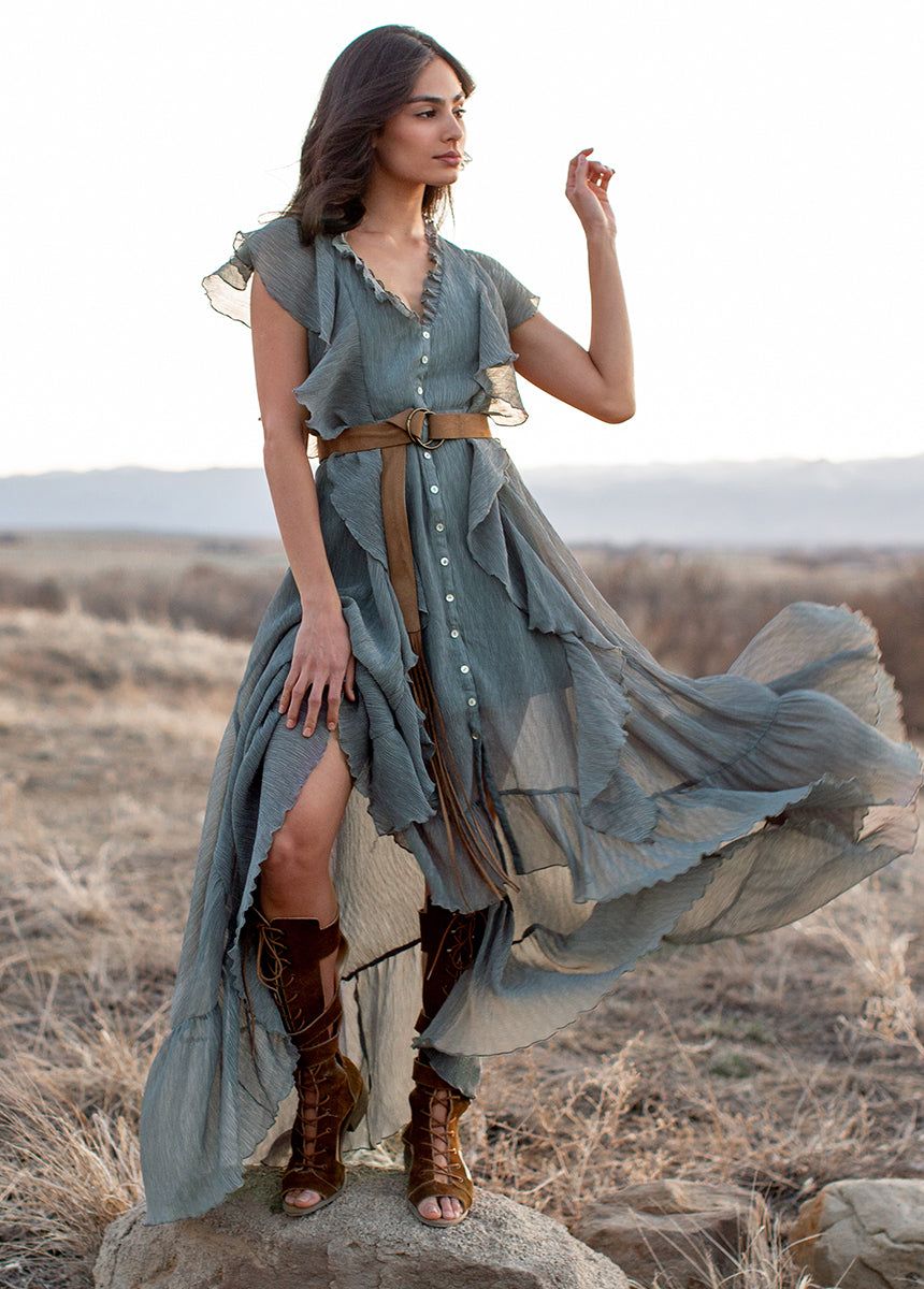 Cass Dress in Island Sage sold by Joyfolie product image thumbnail 5