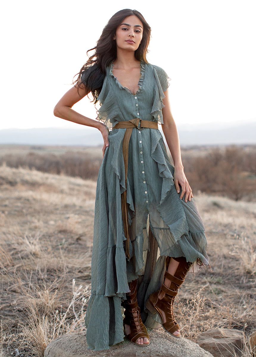 Cass Dress in Island Sage sold by Joyfolie product image thumbnail 3