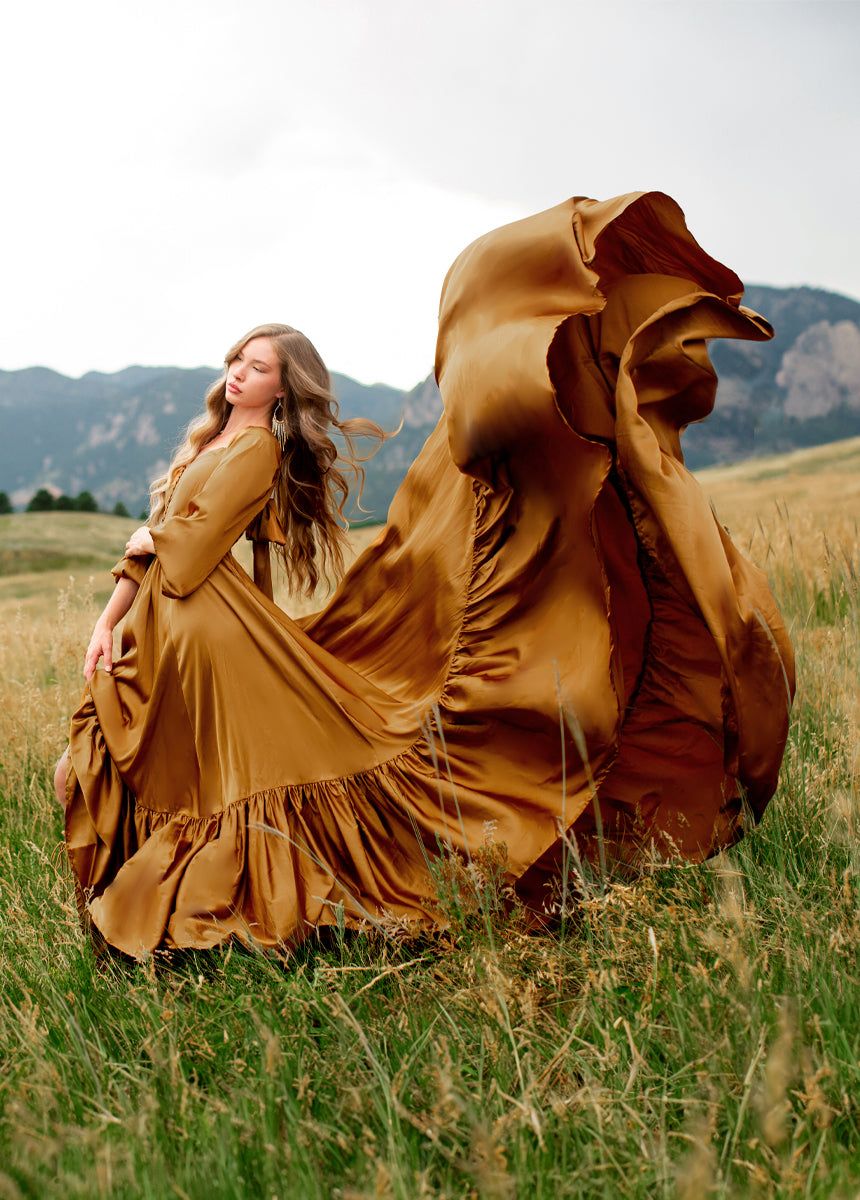 Lorna Impact Dress in Dark Honey sold by Joyfolie