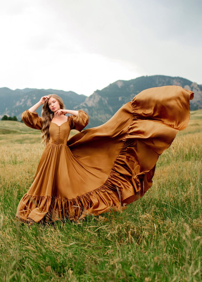 Lorna Impact Dress in Dark Honey sold by Joyfolie product image thumbnail 3