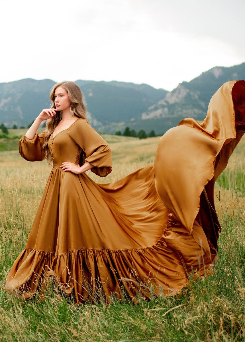 Lorna Impact Dress in Dark Honey sold by Joyfolie product image thumbnail 5