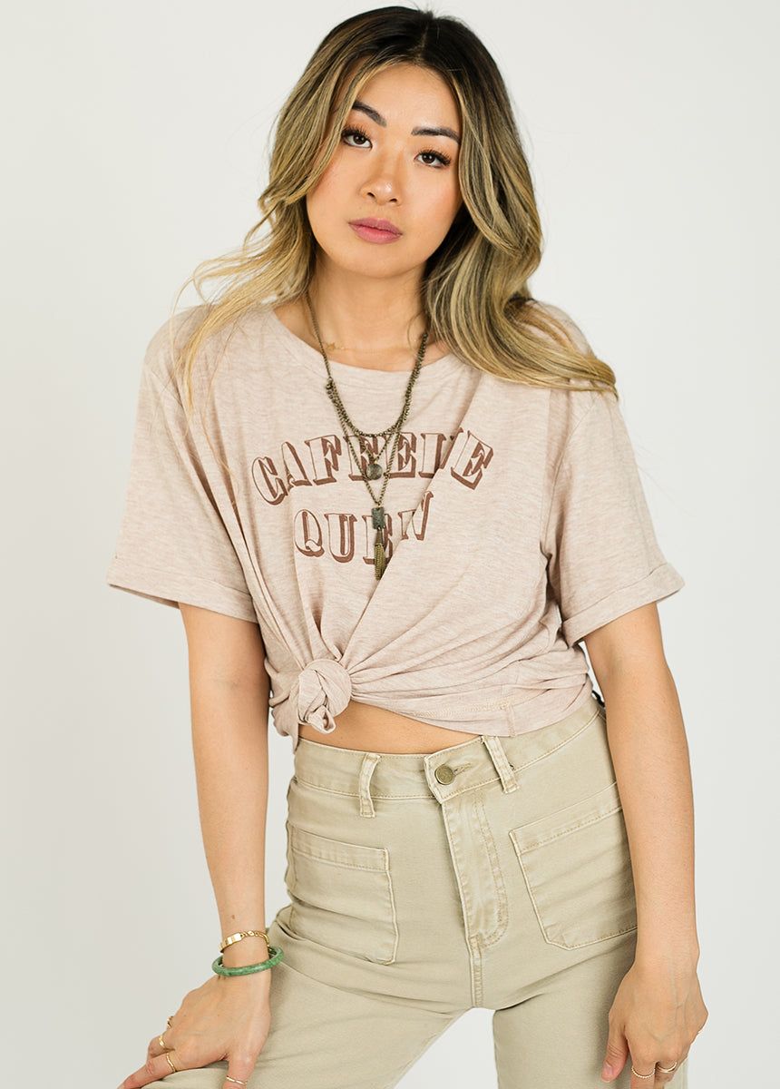 Caffeine Queen Tee in Heather Oat sold by Joyfolie product image thumbnail 2