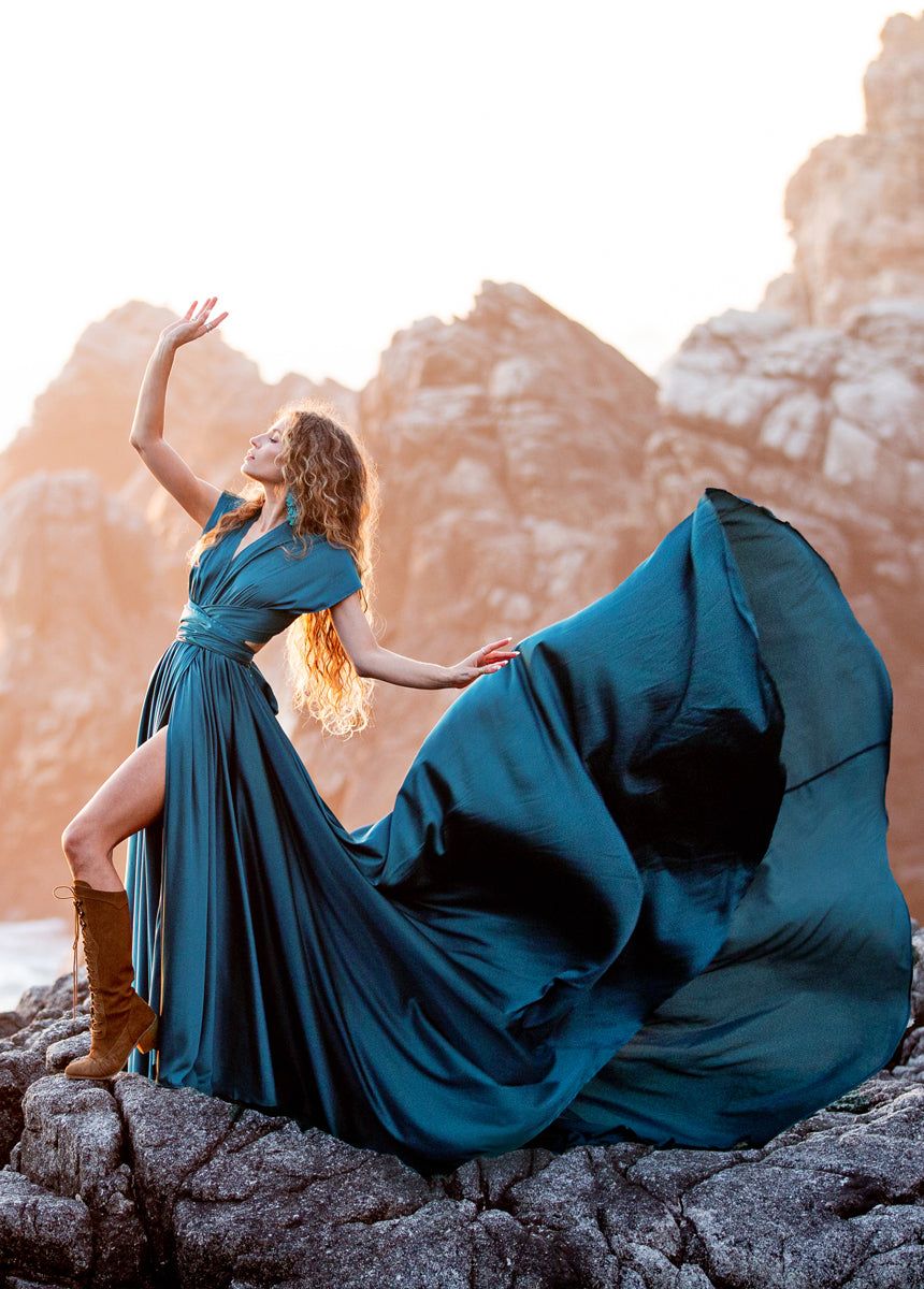 June Impact Dress in Deep Ocean sold by Joyfolie