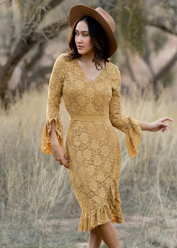 Zena Dress in Honey sold by Joyfolie