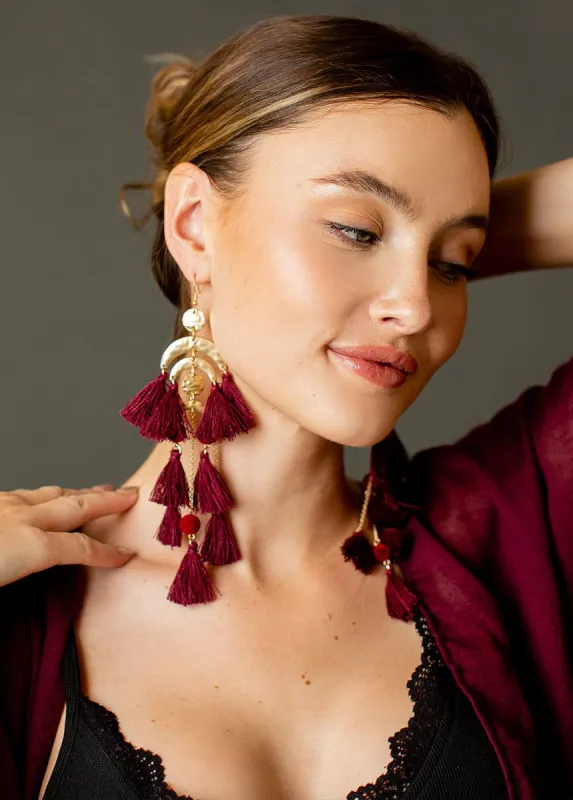 Pomla Earrings in Burgundy sold by Joyfolie