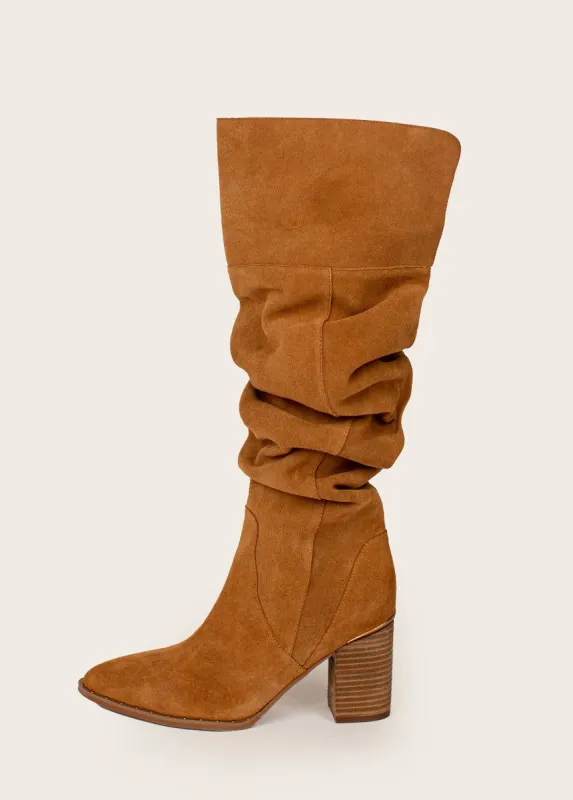 Nyra Slouch Boot in Warm Camel sold by Joyfolie
