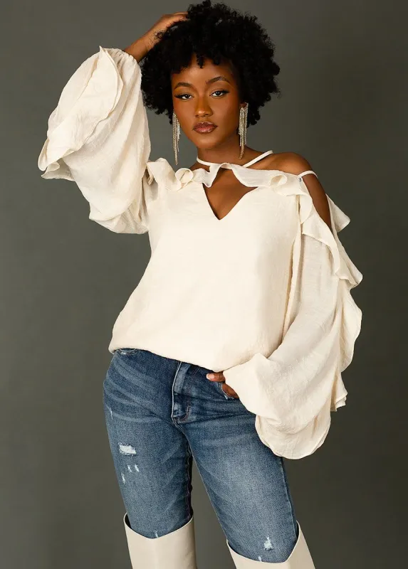 Saige Top in Ecru sold by Joyfolie