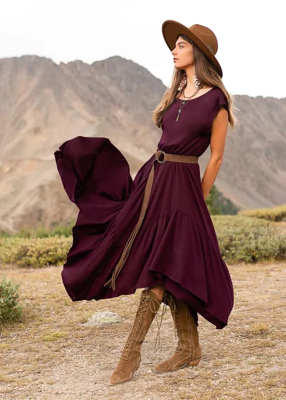 Pilar Dress in Deep Plum sold by Joyfolie