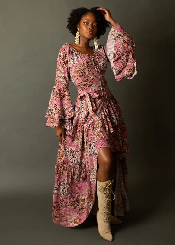 Devina Dress in Dusty Rose Floral sold by Joyfolie