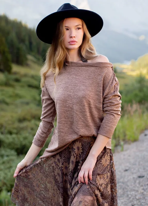 Laverne Top in Heather Bark sold by Joyfolie