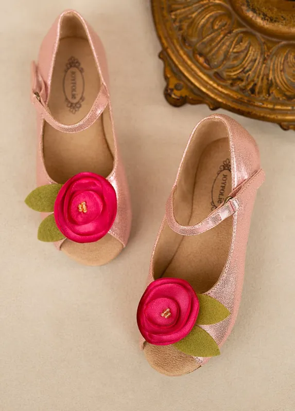 Charlotte Flat in Metallic Pink sold by Joyfolie