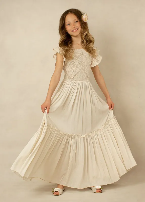 Macy Flower Girl Dress in Cream sold by Joyfolie