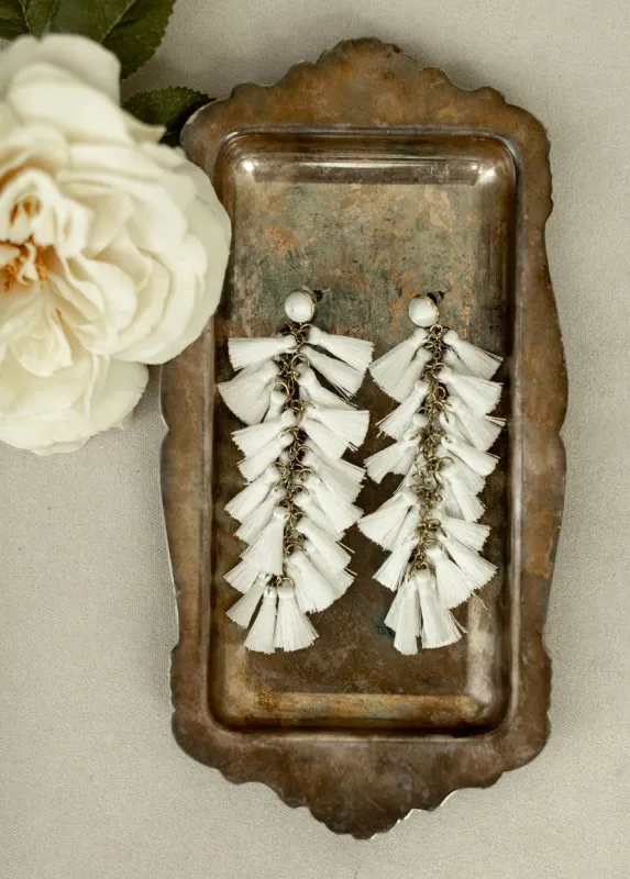 Ibiza Tassel Earrings in Lily sold by Joyfolie