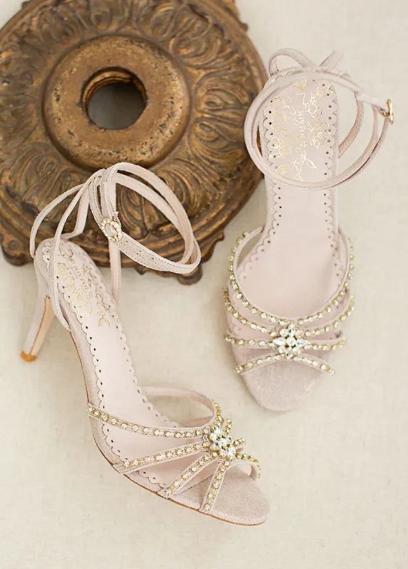 Mahina Leather Heel in Nude Blush sold by Joyfolie