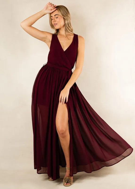Miriam Bridesmaid Dress in Plum sold by Joyfolie