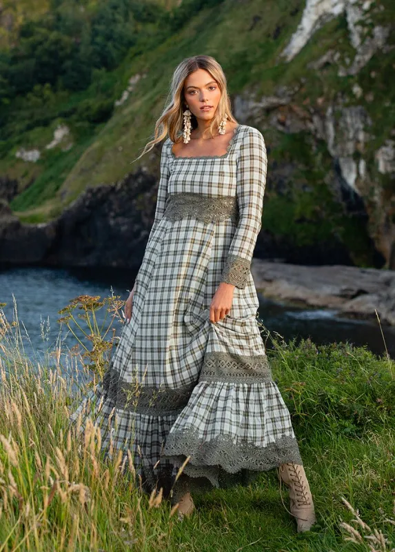 Roisin Dress in Smoke Blue Plaid sold by Joyfolie