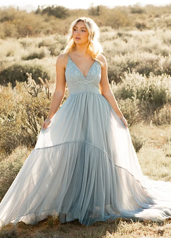 Mckenna Impact Dress in Blue Smoke sold by Joyfolie