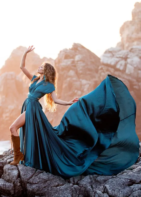 June Impact Dress in Deep Ocean sold by Joyfolie