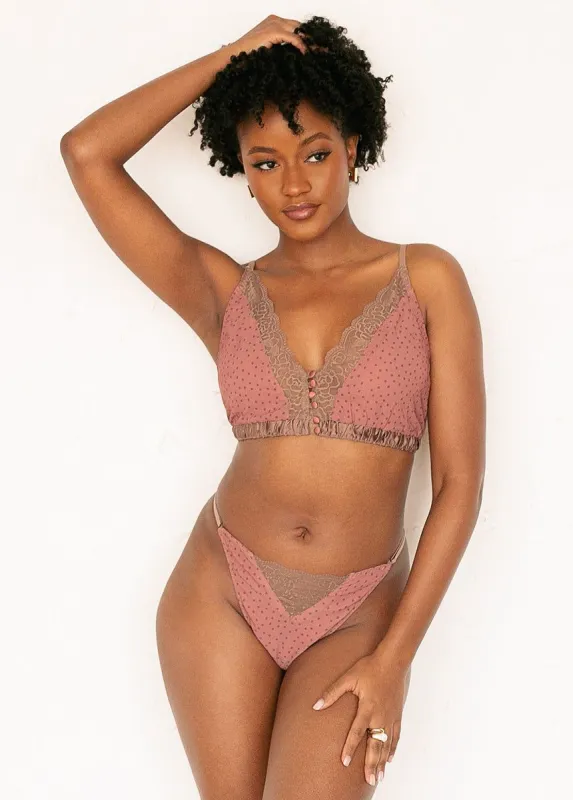 Cecily Thong in Cedarwood sold by Joyfolie