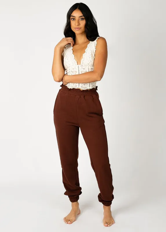 Nadia Sweatpants in Chocolate sold by Joyfolie