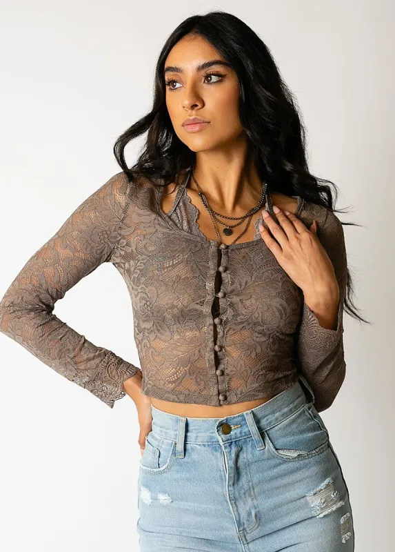 Tessa Top in Taupe sold by Joyfolie