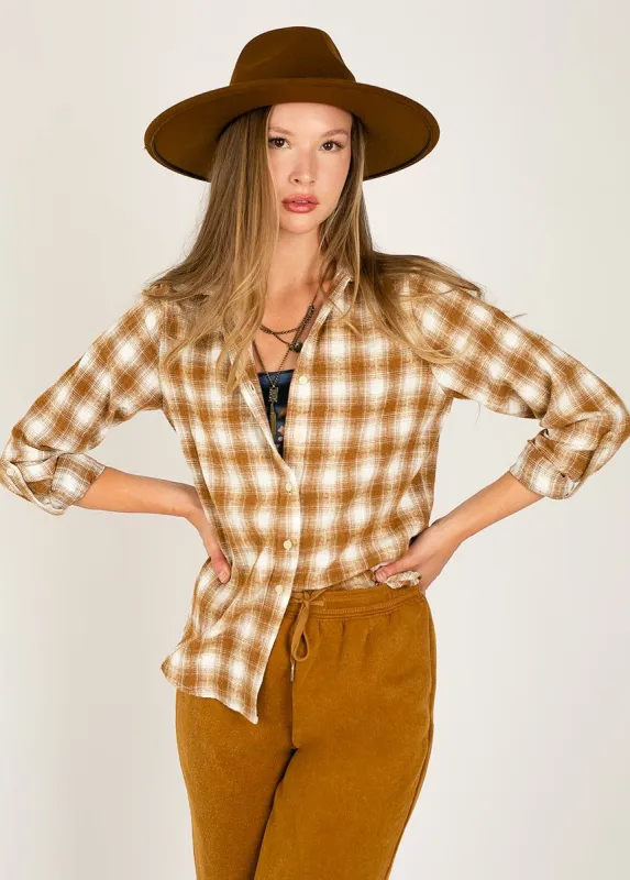 Taylah Top in Ochre Plaid sold by Joyfolie