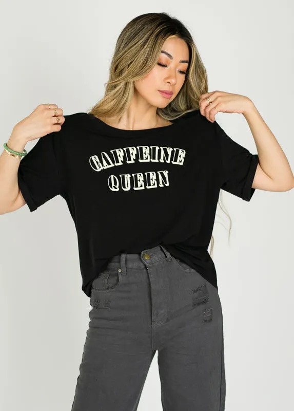 Caffeine Queen Tee in Black sold by Joyfolie