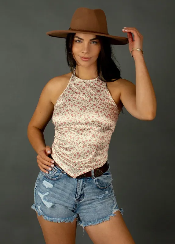 Enid Top in Cream Mini Floral sold by Joyfolie