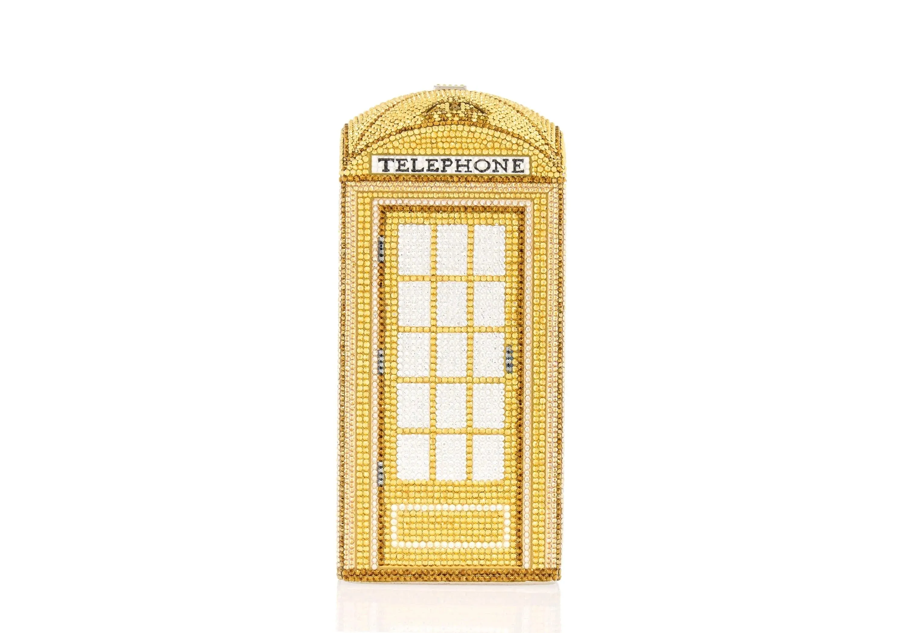 Rectangle Dome London Call Gold sold by Judith Leiber