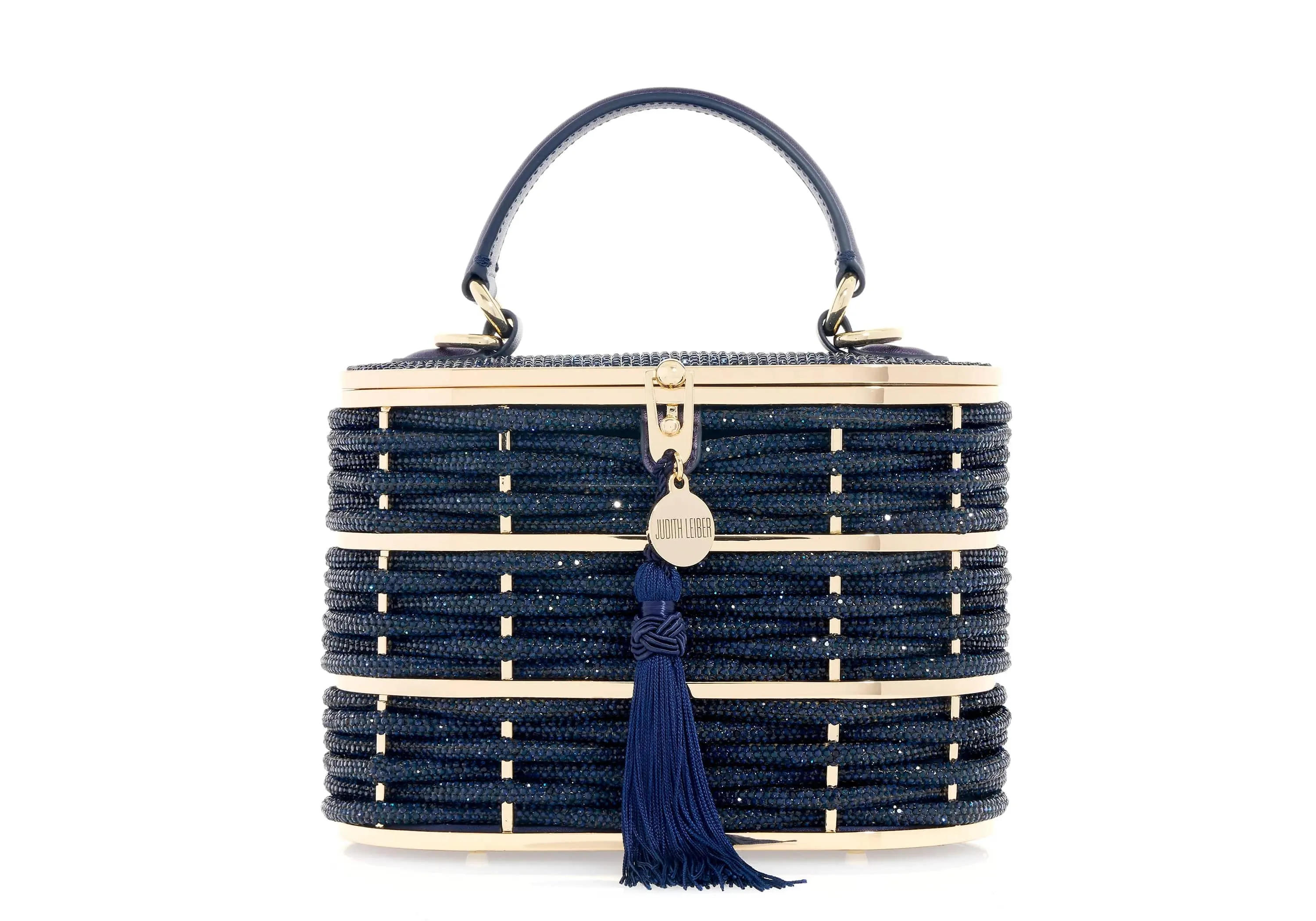 Willow Crystal Woven Top Handle Navy sold by Judith Leiber