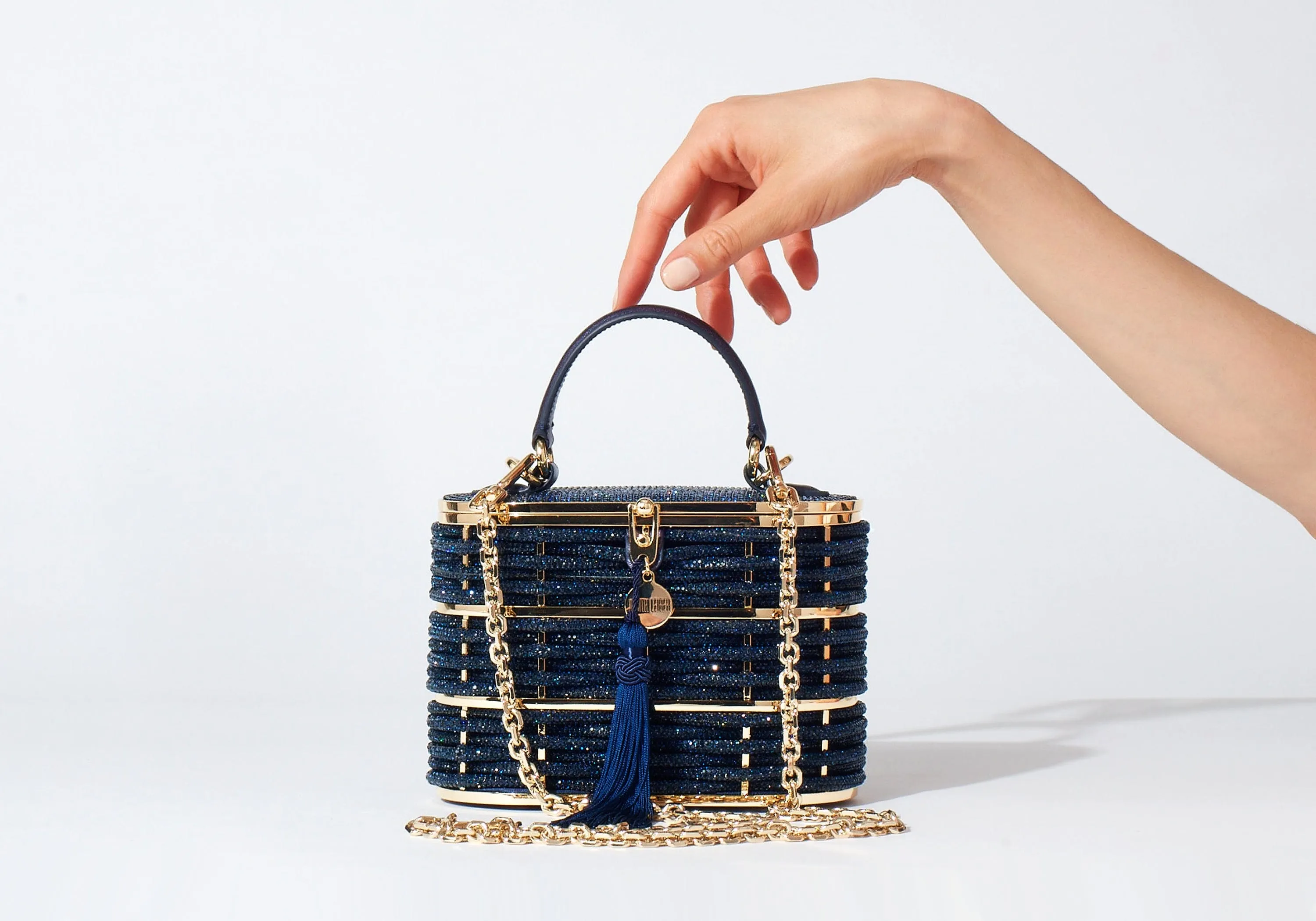 Willow Crystal Woven Top Handle Navy sold by Judith Leiber product image thumbnail 2