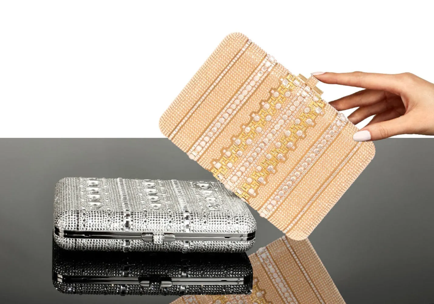 Slim Slide Crystal Lattice Silver sold by Judith Leiber product image thumbnail 3