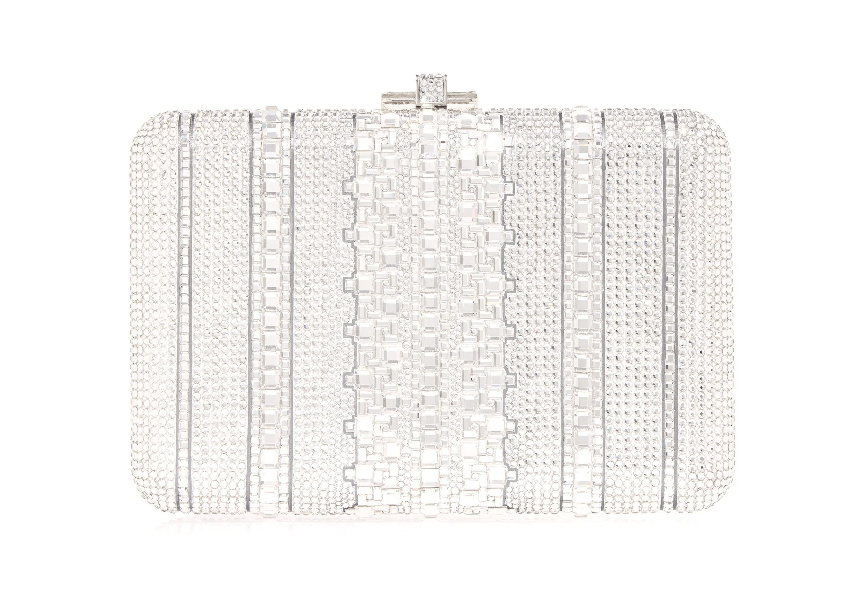 Slim Slide Crystal Lattice Silver sold by Judith Leiber