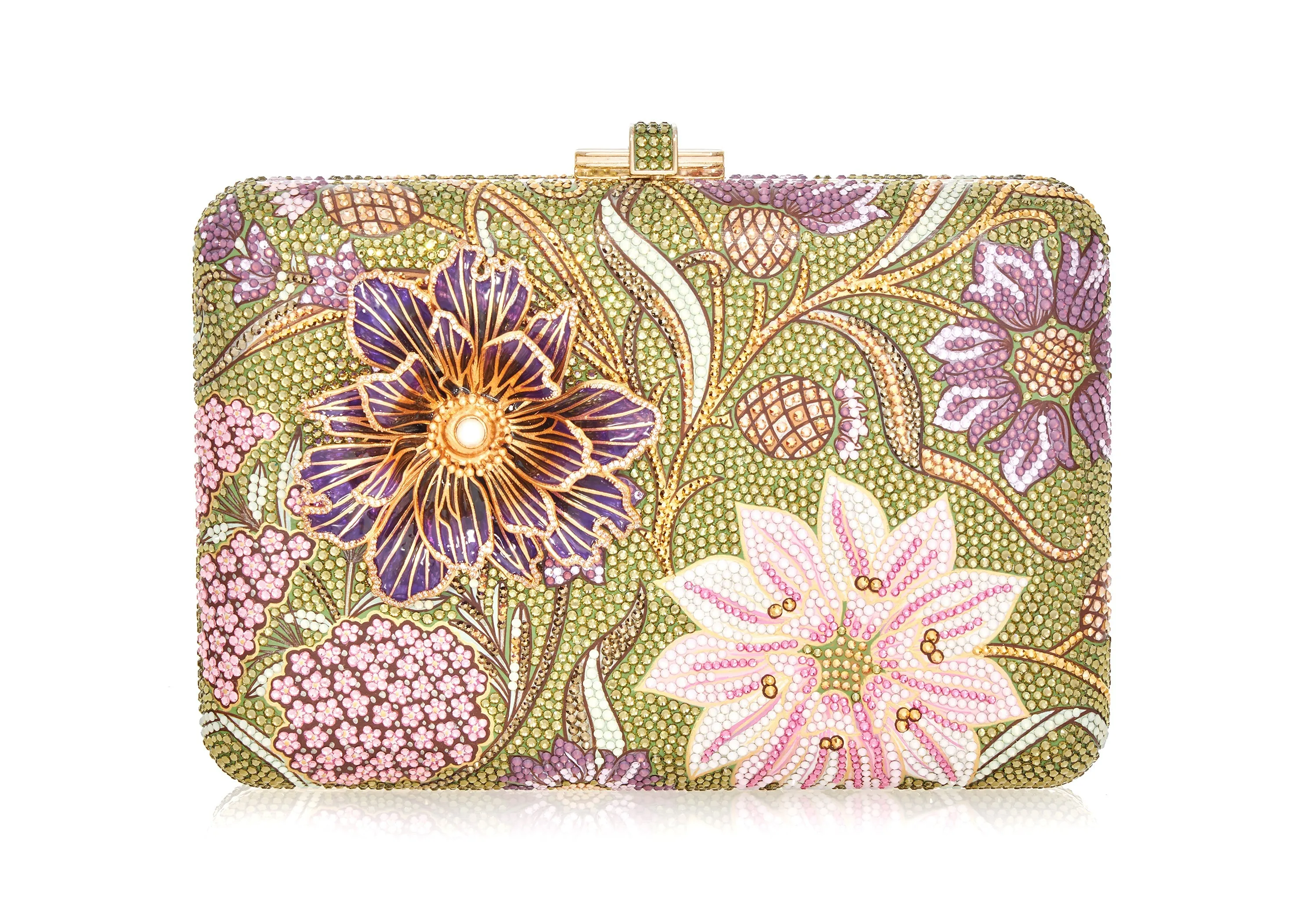 Slim Slide Dancing Floral Clutch sold by Judith Leiber