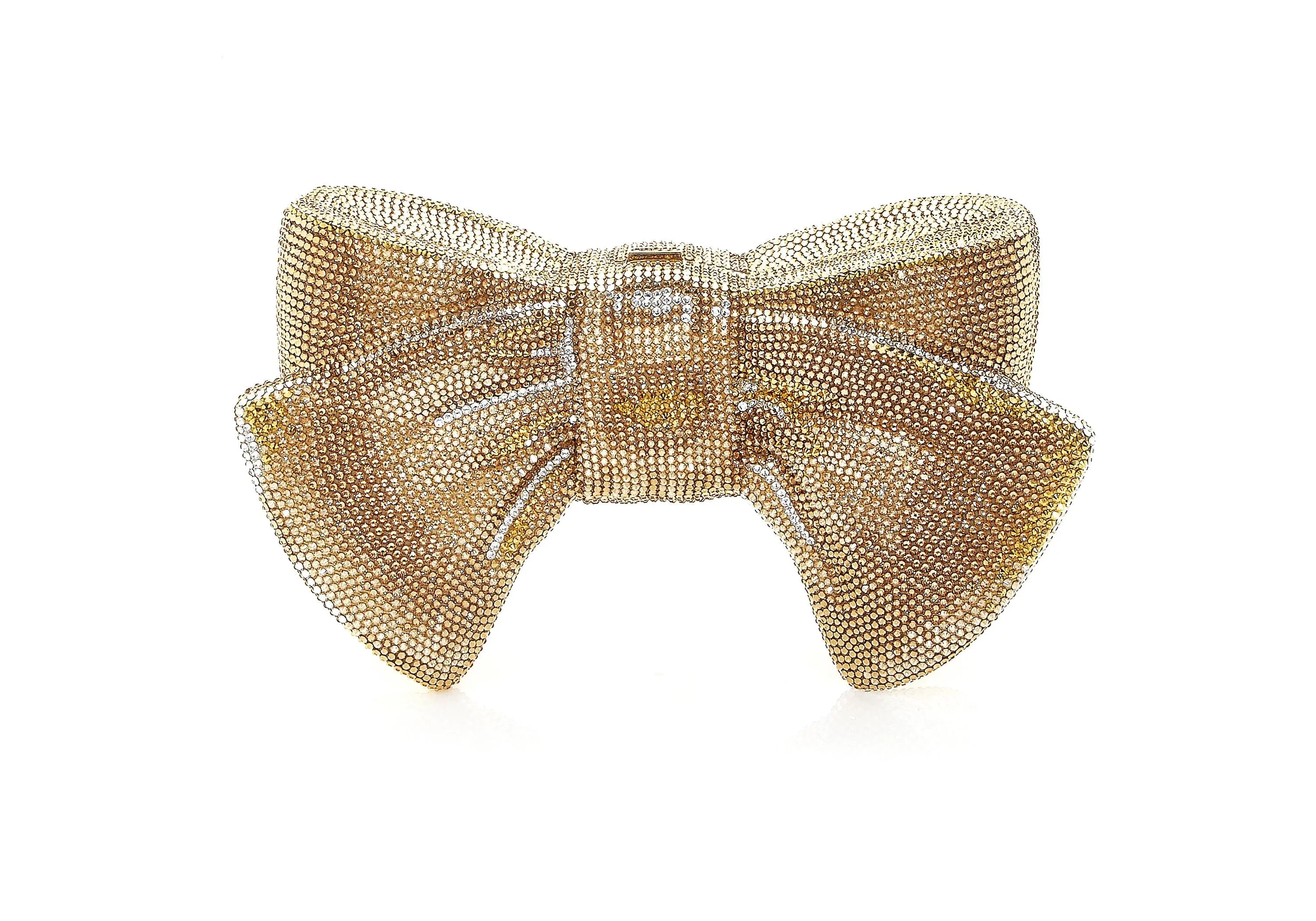 Just For You Bow Gold Designer Clutch sold by Judith Leiber