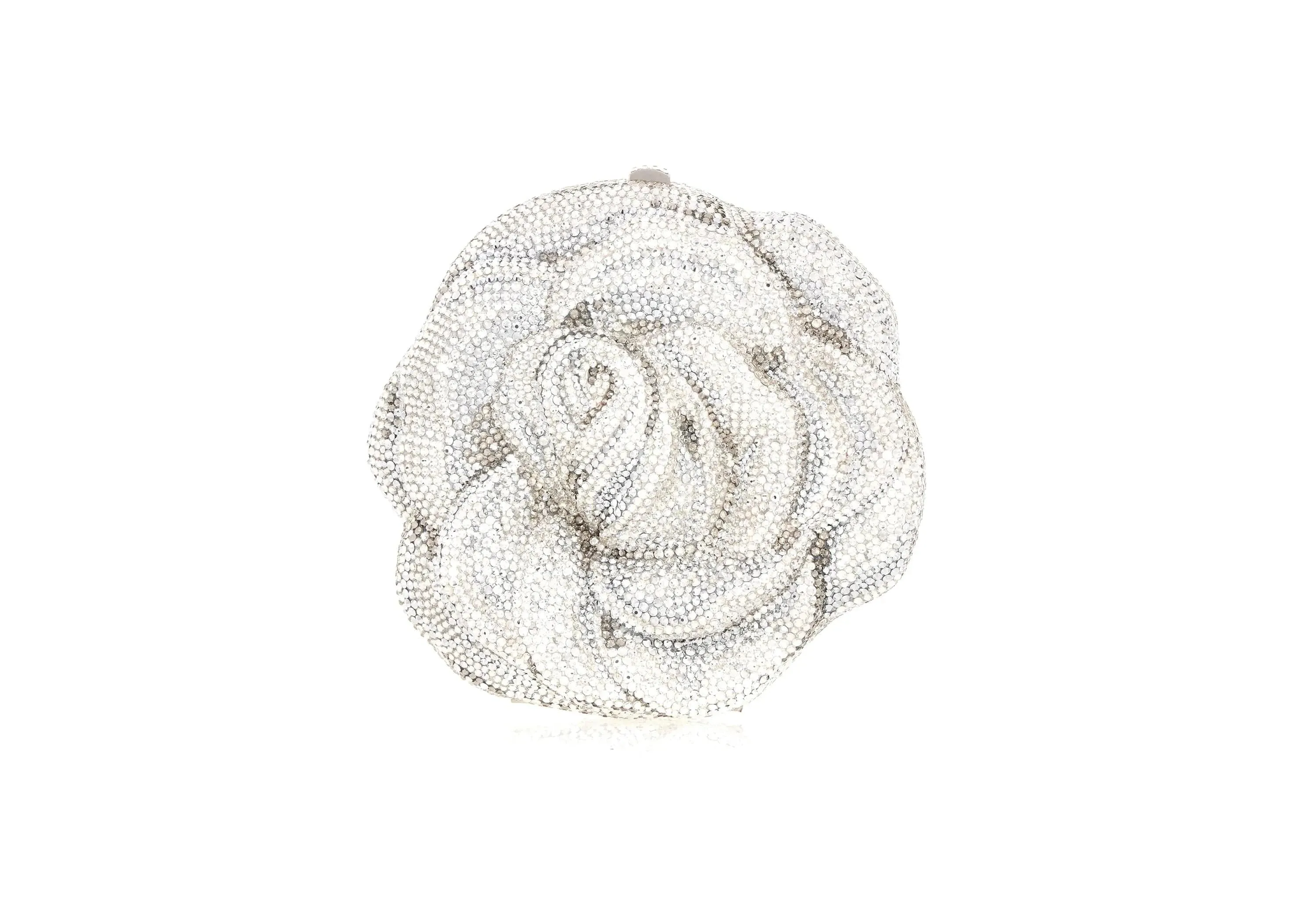 Rose Desiree Silver Clutch sold by Judith Leiber